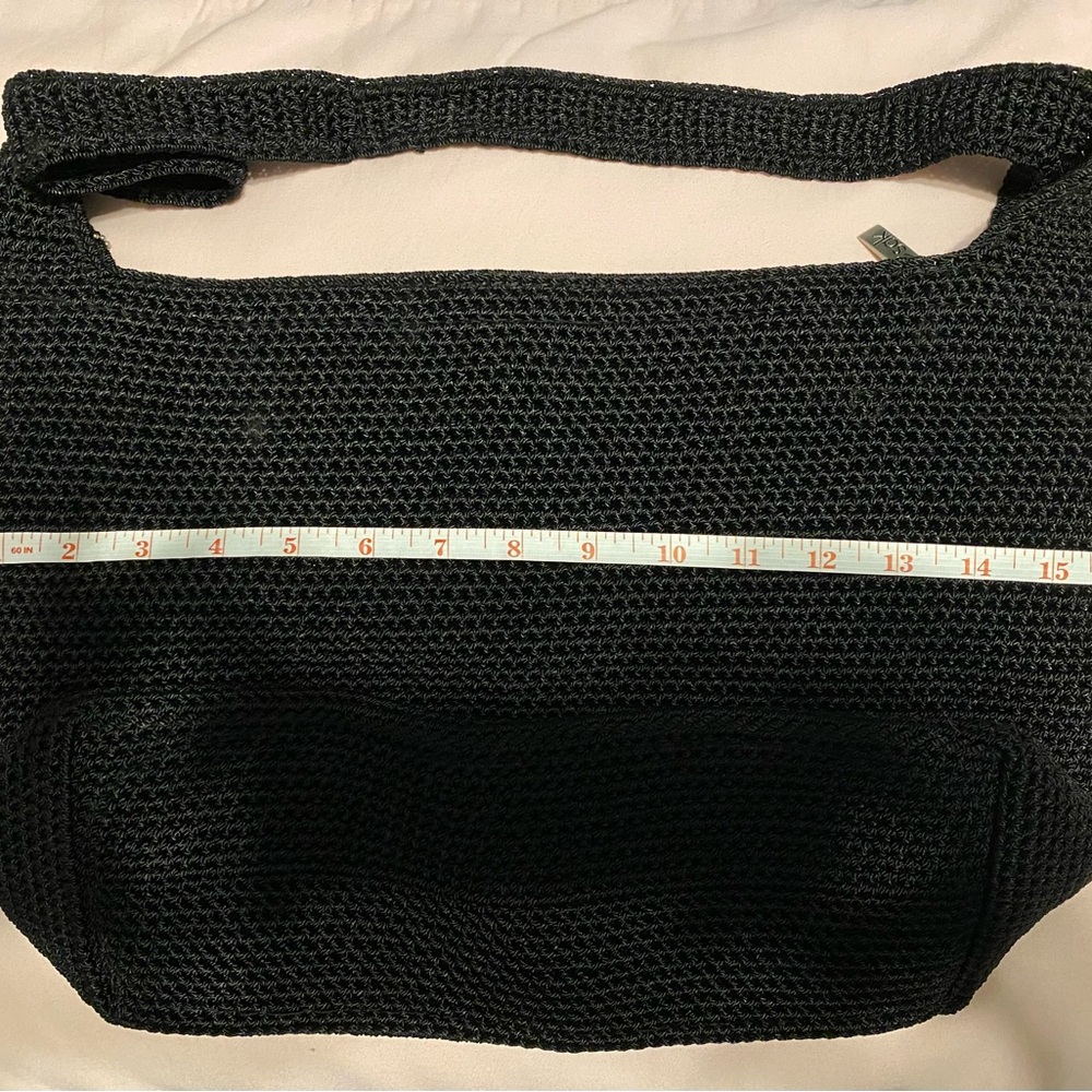 LIKE-NEW The Sak Black Woven Shoulder Bag with Textured Knit